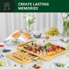 imageROYAL CRAFT WOOD Bamboo Charcuterie Boards  Cheese Board Set with 2 Sauce Bowls 4 Knives  Unique Charcuterie Board ampamp Serving Tray  House Warming Gifts New Home GiftsWithout Side Trays