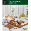 imageROYAL CRAFT WOOD Bamboo Charcuterie Boards  Cheese Board Set with 2 Sauce Bowls 4 Knives  Unique Charcuterie Board ampamp Serving Tray  House Warming Gifts New Home GiftsBrown With Bowls