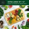 imageROYAL CRAFT WOOD Bamboo Cutting Boards for Kitchen Wood Chopping Boards with Juice Groove Wooden Cutting Board for Vegetables Fruit and Cheese Charcuterie Serving Tray XL 18quot x 12quotTwoTone Bamboo