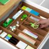 imageROYAL CRAFT WOOD Luxury Bamboo Kitchen Drawer Organizer  Silverware Organizer  Utensil Holder and Cutlery Tray with Grooved Drawer Dividers for Flatware and Kitchen Utensils 9 Slot BlackBrown Bamboo