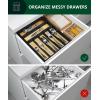 imageROYAL CRAFT WOOD Luxury Bamboo Kitchen Drawer Organizer  Silverware Organizer  Utensil Holder and Cutlery Tray with Grooved Drawer Dividers for Flatware and Kitchen Utensils 7 SlotBlackNatural