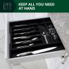 imageROYAL CRAFT WOOD Luxury Bamboo Kitchen Drawer Organizer  Silverware Organizer  Utensil Holder and Cutlery Tray with Grooved Drawer Dividers for Flatware and Kitchen Utensils 9 Slot BlackBlack