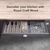 imageROYAL CRAFT WOOD Luxury Bamboo Kitchen Drawer Organizer  Silverware Organizer  Utensil Holder and Cutlery Tray with Grooved Drawer Dividers for Flatware and Kitchen Utensils 9 Slot BlackGray