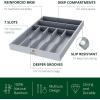 imageROYAL CRAFT WOOD Luxury Bamboo Kitchen Drawer Organizer  Silverware Organizer  Utensil Holder and Cutlery Tray with Grooved Drawer Dividers for Flatware and Kitchen Utensils 7 SlotGray