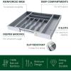imageROYAL CRAFT WOOD Luxury Bamboo Kitchen Drawer Organizer  Silverware Organizer  Utensil Holder and Cutlery Tray with Grooved Drawer Dividers for Flatware and Kitchen Utensils 7 SlotGray