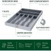 imageROYAL CRAFT WOOD Luxury Bamboo Kitchen Drawer Organizer  Silverware Organizer  Utensil Holder and Cutlery Tray with Grooved Drawer Dividers for Flatware and Kitchen Utensils 9 Slot BlackGray
