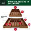 imageROYAL CRAFT WOOD Luxury Bamboo Kitchen Drawer Organizer  Silverware Organizer  Utensil Holder and Cutlery Tray with Grooved Drawer Dividers for Flatware and Kitchen Utensils 9 Slot BlackBrown Bamboo