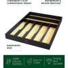 imageROYAL CRAFT WOOD Luxury Bamboo Kitchen Drawer Organizer  Silverware Organizer  Utensil Holder and Cutlery Tray with Grooved Drawer Dividers for Flatware and Kitchen Utensils 7 SlotBlackNatural