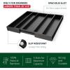 imageROYAL CRAFT WOOD Luxury Bamboo Kitchen Drawer Organizer  Silverware Organizer  Utensil Holder and Cutlery Tray with Grooved Drawer Dividers for Flatware and Kitchen Utensils 9 Slot BlackBlack