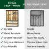imageROYAL CRAFT WOOD Luxury Bamboo Kitchen Drawer Organizer  Silverware Organizer  Utensil Holder and Cutlery Tray with Grooved Drawer Dividers for Flatware and Kitchen Utensils 7 SlotBlackNatural