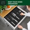 imageROYAL CRAFT WOOD Luxury Bamboo Kitchen Drawer Organizer  Silverware Organizer  Utensil Holder and Cutlery Tray with Grooved Drawer Dividers for Flatware and Kitchen Utensils 9 Slot BlackBlack