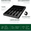 imageROYAL CRAFT WOOD Luxury Bamboo Kitchen Drawer Organizer  Silverware Organizer  Utensil Holder and Cutlery Tray with Grooved Drawer Dividers for Flatware and Kitchen Utensils 9 Slot BlackBlack