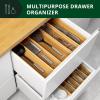 imageROYAL CRAFT WOOD Luxury Bamboo Kitchen Drawer Organizer  Silverware Organizer  Utensil Holder and Cutlery Tray with Grooved Drawer Dividers for Flatware and Kitchen Utensils 7 SlotNatural