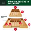 imageROYAL CRAFT WOOD Luxury Bamboo Kitchen Drawer Organizer  Silverware Organizer  Utensil Holder and Cutlery Tray with Grooved Drawer Dividers for Flatware and Kitchen Utensils 7 SlotNatural