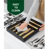 imageROYAL CRAFT WOOD Luxury Bamboo Kitchen Drawer Organizer  Silverware Organizer  Utensil Holder and Cutlery Tray with Grooved Drawer Dividers for Flatware and Kitchen Utensils 7 SlotBlackNatural