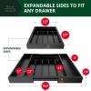 imageROYAL CRAFT WOOD Luxury Bamboo Kitchen Drawer Organizer  Silverware Organizer  Utensil Holder and Cutlery Tray with Grooved Drawer Dividers for Flatware and Kitchen Utensils 7 SlotBlack