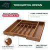 imageROYAL CRAFT WOOD Luxury Bamboo Kitchen Drawer Organizer  Silverware Organizer  Utensil Holder and Cutlery Tray with Grooved Drawer Dividers for Flatware and Kitchen Utensils 9 Slot BlackBrown Bamboo