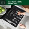 imageROYAL CRAFT WOOD Luxury Bamboo Kitchen Drawer Organizer  Silverware Organizer  Utensil Holder and Cutlery Tray with Grooved Drawer Dividers for Flatware and Kitchen Utensils 9 Slot BlackBlack