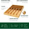 imageROYAL CRAFT WOOD Luxury Bamboo Kitchen Drawer Organizer  Silverware Organizer  Utensil Holder and Cutlery Tray with Grooved Drawer Dividers for Flatware and Kitchen Utensils 7 SlotNatural