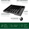 imageROYAL CRAFT WOOD Luxury Bamboo Kitchen Drawer Organizer  Silverware Organizer  Utensil Holder and Cutlery Tray with Grooved Drawer Dividers for Flatware and Kitchen Utensils 9 Slot BlackBlack