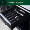 imageROYAL CRAFT WOOD Luxury Bamboo Kitchen Drawer Organizer  Silverware Organizer  Utensil Holder and Cutlery Tray with Grooved Drawer Dividers for Flatware and Kitchen Utensils 9 Slot BlackBlack