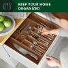 imageROYAL CRAFT WOOD Luxury Bamboo Kitchen Drawer Organizer  Silverware Organizer  Utensil Holder and Cutlery Tray with Grooved Drawer Dividers for Flatware and Kitchen Utensils 9 Slot BlackBrown Bamboo
