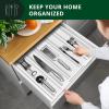 imageROYAL CRAFT WOOD Luxury Bamboo Kitchen Drawer Organizer  Silverware Organizer  Utensil Holder and Cutlery Tray with Grooved Drawer Dividers for Flatware and Kitchen Utensils 7 SlotWhite