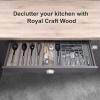 imageROYAL CRAFT WOOD Luxury Bamboo Kitchen Drawer Organizer  Silverware Organizer  Utensil Holder and Cutlery Tray with Grooved Drawer Dividers for Flatware and Kitchen Utensils 7 SlotGray