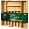 imageROYAL CRAFT WOOD Luxury Bamboo Kitchen Drawer Organizer  Silverware Organizer  Utensil Holder and Cutlery Tray with Grooved Drawer Dividers for Flatware and Kitchen Utensils 7 SlotNatural