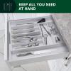 imageROYAL CRAFT WOOD Luxury Bamboo Kitchen Drawer Organizer  Silverware Organizer  Utensil Holder and Cutlery Tray with Grooved Drawer Dividers for Flatware and Kitchen Utensils 7 SlotWhite