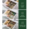 imageROYAL CRAFT WOOD Luxury Bamboo Kitchen Drawer Organizer  Silverware Organizer  Utensil Holder and Cutlery Tray with Grooved Drawer Dividers for Flatware and Kitchen Utensils 7 SlotBlackNatural