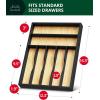 imageROYAL CRAFT WOOD Luxury Bamboo Kitchen Drawer Organizer  Silverware Organizer  Utensil Holder and Cutlery Tray with Grooved Drawer Dividers for Flatware and Kitchen Utensils 7 SlotBlackNatural