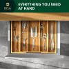 imageROYAL CRAFT WOOD Luxury Bamboo Kitchen Drawer Organizer  Silverware Organizer  Utensil Holder and Cutlery Tray with Grooved Drawer Dividers for Flatware and Kitchen Utensils 7 SlotNatural