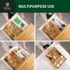 imageROYAL CRAFT WOOD Luxury Bamboo Kitchen Drawer Organizer  Silverware Organizer  Utensil Holder and Cutlery Tray with Grooved Drawer Dividers for Flatware and Kitchen Utensils 7 SlotNatural