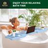 imageROYAL CRAFT WOOD Luxury Bathtub Caddy Tray One or Two Person Bath and Bed Tray Bonus Free Soap Holder Blue