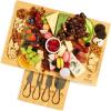 imageROYAL CRAFT WOOD Bamboo Charcuterie Boards  Cheese Board Set with 2 Sauce Bowls 4 Knives  Unique Charcuterie Board ampamp Serving Tray  House Warming Gifts New Home GiftsWithout Bowls