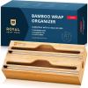 imageROYAL CRAFT WOOD Bamboo Kitchen Foil and Plastic Wrap Organizer for Drawer with Cutter 2SlotsWrap Organizer  2slots