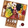 imageROYAL CRAFT WOOD Charcuterie and Cheese Board  Large Bamboo Cheese Board  Serving Tray Platter  House Warming Gifts New Home Gifts for Dad Fathers Day Dad Gifts from Daughter Son Wife  155quotx10quotBrown With Bowls