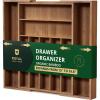imageROYAL CRAFT WOOD Luxury Bamboo Kitchen Drawer Organizer  Silverware Organizer  Utensil Holder and Cutlery Tray with Grooved Drawer Dividers for Flatware and Kitchen Utensils 9 Slot BlackBrown Bamboo