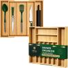imageROYAL CRAFT WOOD Luxury Bamboo Kitchen Drawer Organizer  Silverware and Utensil Organizer 9 and 5 Slot