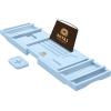 imageROYAL CRAFT WOOD Luxury Bathtub Caddy Tray One or Two Person Bath and Bed Tray Bonus Free Soap Holder Blue