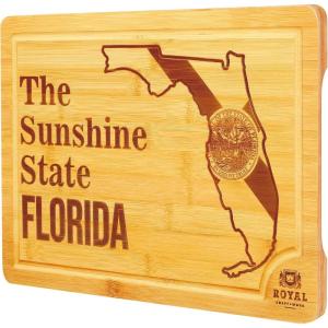 imageBamboo State Cutting Board for Kitchen  New York Cheese Board Charcuterie Platter ampamp Serving Tray 15quot x 10quotFlorida