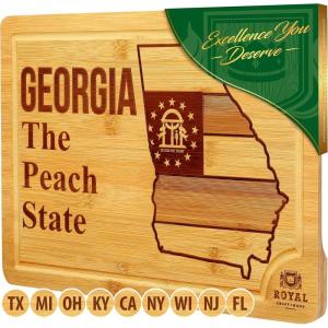 imageBamboo State Cutting Board for Kitchen  New York Cheese Board Charcuterie Platter ampamp Serving Tray 15quot x 10quotGeorgia