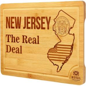 imageBamboo State Cutting Board for Kitchen  New York Cheese Board Charcuterie Platter ampamp Serving Tray 15quot x 10quotNew Jersey