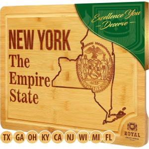 imageBamboo State Cutting Board for Kitchen  New York Cheese Board Charcuterie Platter ampamp Serving Tray 15quot x 10quotNew York
