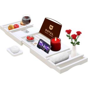 imageROYAL CRAFT WOOD Premium Foldable Bathtub Tray  Wood Bath Tray for Tub Bamboo Bathtub Shelf Expandable Bath Table Tray Luxury Bathtub ampamp Bathroom Accessories for New Home ampamp Unique Gift for Women