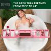 imageROYAL CRAFT WOOD Luxury Bathtub Caddy Tray One or Two Person Bath and Bed Tray Bonus Free Soap Holder Pink