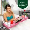 imageROYAL CRAFT WOOD Luxury Bathtub Caddy Tray One or Two Person Bath and Bed Tray Bonus Free Soap Holder Pink