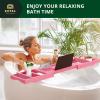 imageROYAL CRAFT WOOD Luxury Bathtub Caddy Tray One or Two Person Bath and Bed Tray Bonus Free Soap Holder Pink