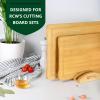 imageROYAL CRAFT WOOD Bamboo Cutting Board Set with Juice Groove 3 Pieces and Cutting Board Organizer